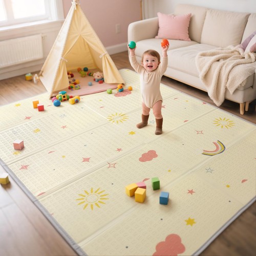 Extra large foldable play - play, mat